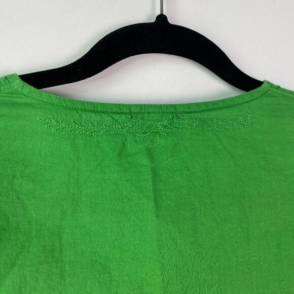 J.Crew Vintage Long Sleeve Embroidered Tunic Top Swim Coverup Green Sz SM - Picture 9 of 11